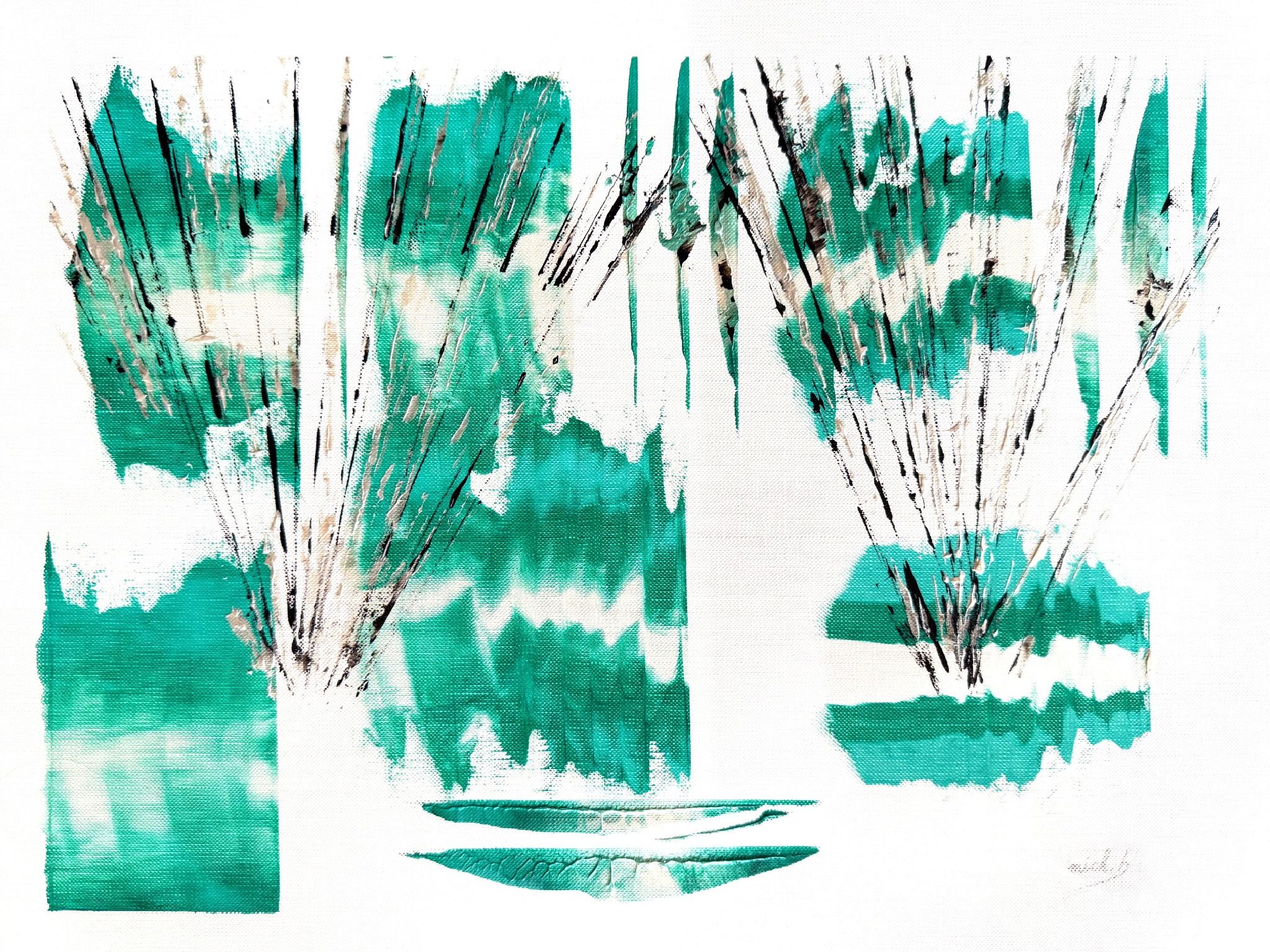 Abstraction #1 — Le Lac, acrylique sur papier texturé de Michel Bouard
